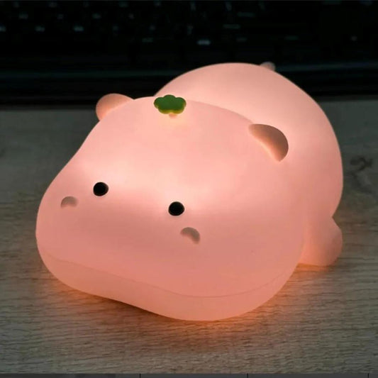 Luminária Touch em Silicone Hipopótamo Silicone - 0028 Conceito Kids 