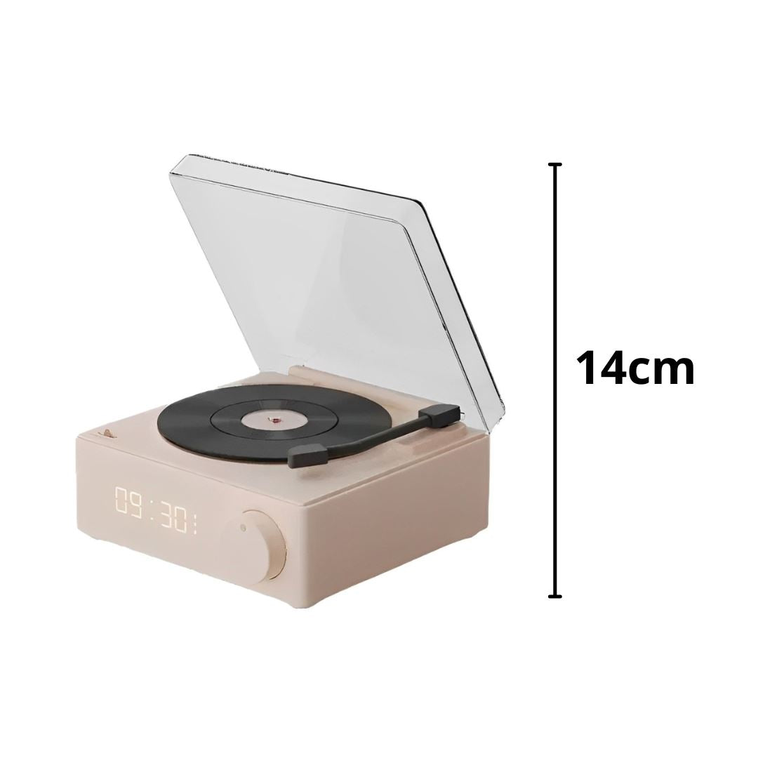 Relógio Despertador Retrô de Vinil Portátil Sem Fio Bluetooh e USB Relógio - 0002 Conceito Kids 